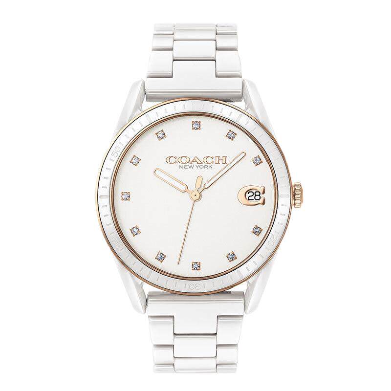COACH蔻驰女士手表PRESTON系列大C陶瓷石英手表送女生礼物