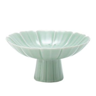 清山胡同陶瓷高脚果盘茶点盘中式复古点心盘家用客厅零食盘贡品盘