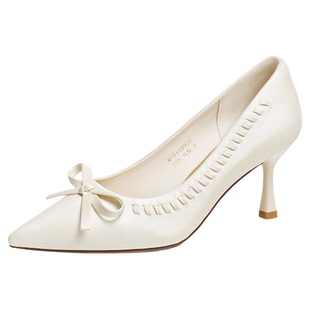 红蜻蜓高跟鞋女2026春季新款女鞋细跟不累脚白色单鞋法式礼服婚鞋