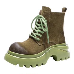 厚底英伦风短筒增高马丁靴女2025新款女鞋秋季真皮靴子圆头短靴女