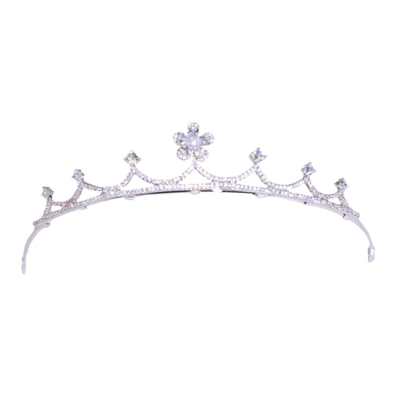 高级精致微镶锆石花朵皇冠发箍儿童公主王冠发饰女孩女童生日头饰