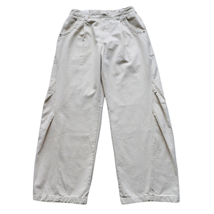 秋季美式休闲痞帅高端复古法工蓝工装裤男直筒宽松阔腿弯刀裤子潮