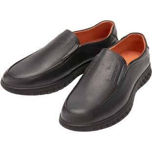 暇步士懒人一脚蹬休闲皮鞋春秋新款真皮商务经典正装牛皮革男鞋