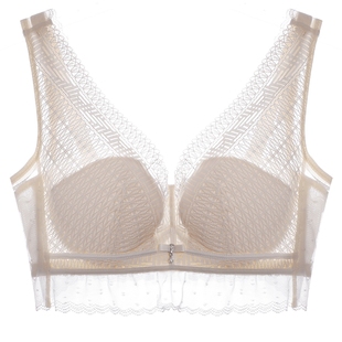 依曼丽背心式蕾丝内衣女薄款小胸聚拢收副乳美背肩带文胸大胸显小