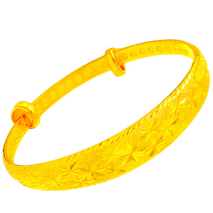 满天星沙金手镯女细拉伸龙凤镀黄金手镯开口仿真金镯子宽新娘首饰