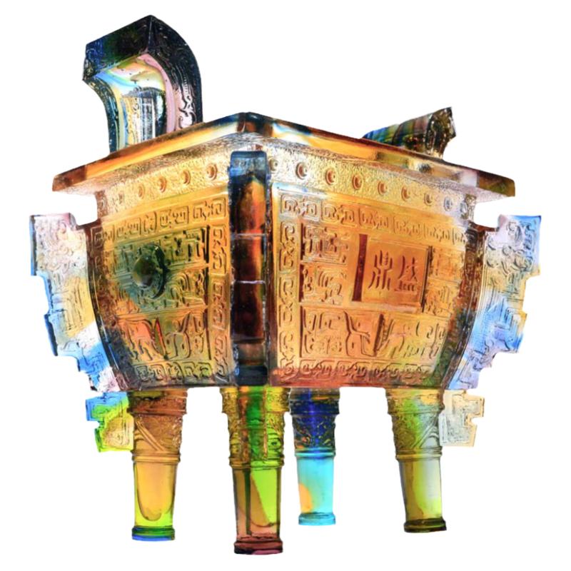 琉璃鼎摆件轻奢公司开业定制礼物高档纪念品办公室水晶玻璃工艺品