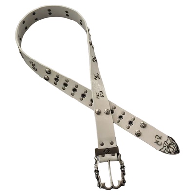 Vanan高级亮面白朋克腰带铆钉设计感小众皮带走秀款穿搭配饰ins风