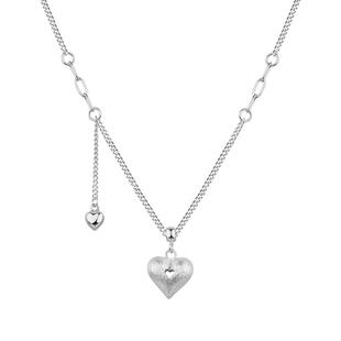 顺钦银楼S990纯银灿心项链设计感足银锁骨链简约时尚礼物百搭好运