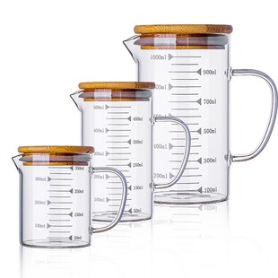 刻度牛奶杯微波炉可加热高硼硅玻璃带刻度计量杯食品级耐高温烧杯