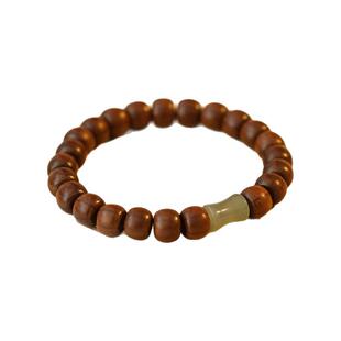 六道木手串男佛珠文玩和田玉竹节小学生盘串素珠手链女生情侣檀木