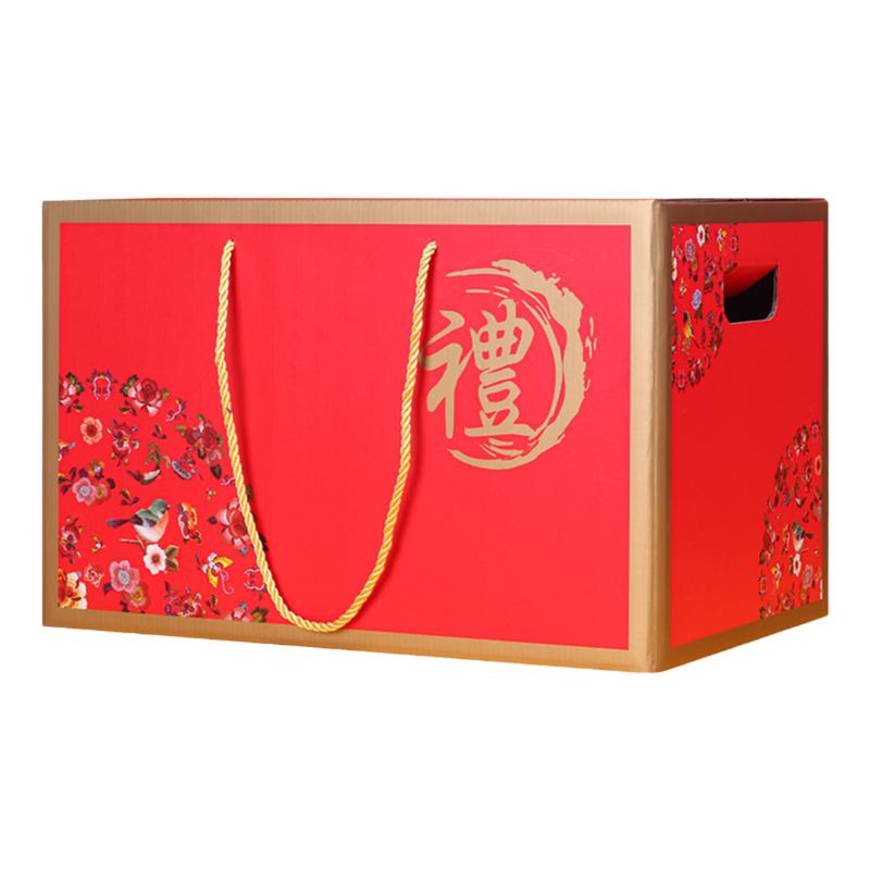 春节年货礼品盒红色大号现货加印干货坚果海鲜水果特产包装盒空盒