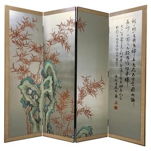 宋代美学手绘银箔屏风侘寂风茶室酒店书房客厅沙发装饰背景墙版画