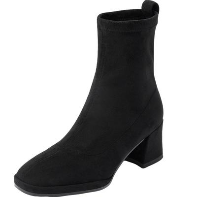 莱尔斯丹时尚方头粗跟短靴子女