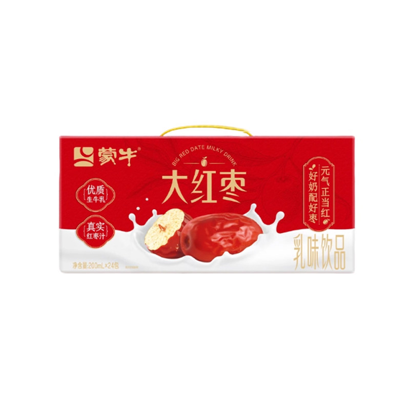 9月产蒙牛大红枣早餐含乳饮料整箱装全家享200ml×24盒