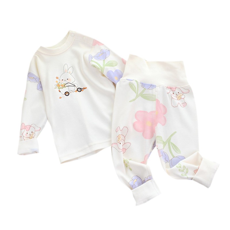 婴幼儿纯棉秋衣套装a类高腰分体保暖贴身内衣家居服宝宝秋衣秋裤