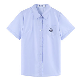 墨秋jk樱澜TR短袖衬衫原创设计2024年夏季新款日制校供刺绣上衣女