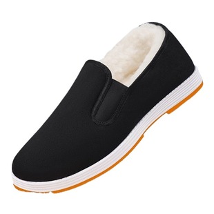 2025冬季加绒一脚蹬防滑老头棉鞋新款爸爸牛筋底保暖老北京布鞋男