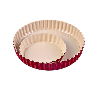 中国红双面不沾涂层菊花派盘塔盘挞盘披萨盘活底重石