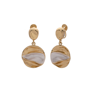 现代感圆形撞色几何耳针通勤日常无耳洞耳夹耳饰个性百搭气质耳钉