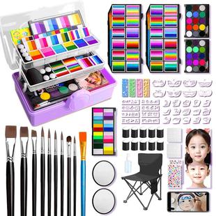 马利面部彩绘儿童脸部颜料工具套装人体彩绘无毒舞台妆可水洗水溶性颜料圣诞节脸绘专业万圣节日彩妆膏舞台妆