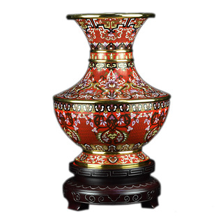 张向东景泰蓝花瓶12寸华瑞绵长盖碗尊纯手工铜胎掐丝珐琅客厅摆件