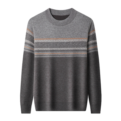 100羊毛衫男2025新款低圆领加绒加厚大码毛衣男宽松保暖打底衫