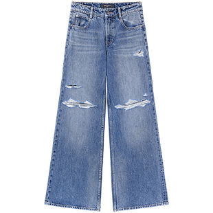 【杨幂同款】Miss Sixty牛仔裤显瘦破洞宽松直筒裤通勤百搭