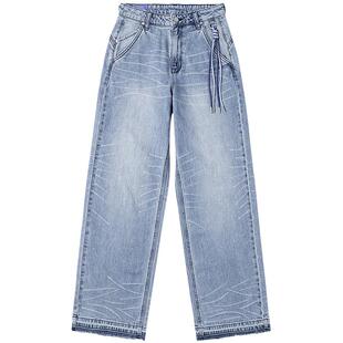 【张凌赫代言】Lee IndiGO X ANGEL CHEN联名25新428阔腿女牛仔裤