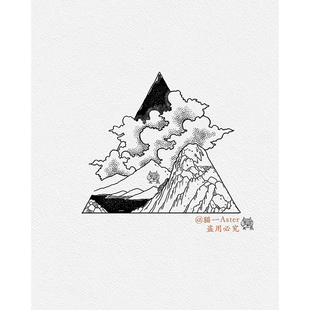 PS针管笔点阵肌理笔刷手绘装饰插画纹身设计素材猫一Aster新品