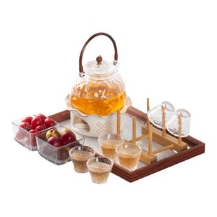 轻奢花茶壶水壶套装水果茶壶下午茶蜡烛加热花草果茶玻璃杯子茶具