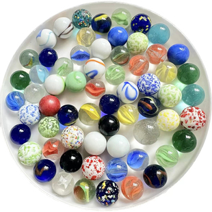 彩色溜溜弹珠跳棋子儿童怀旧玩具礼物16MM混合玻璃珠工艺装饰球