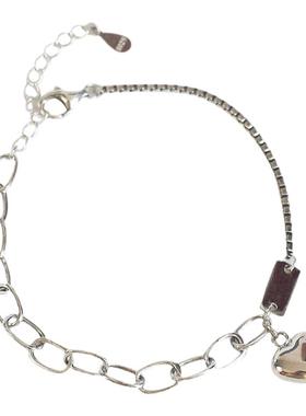 S925纯银小众设计立体爱心手链