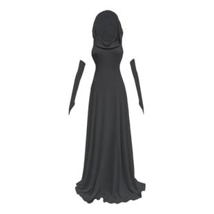 神庙祭司性感弹力内搭废土风针织连帽袖套长款大摆两色无袖连衣裙