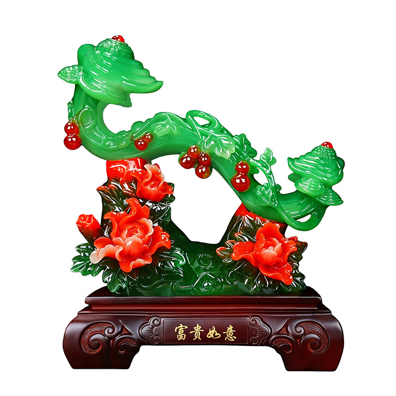 玉石富贵如意摆件定制商务礼品乔迁店铺客厅装饰电视酒柜玄关摆设