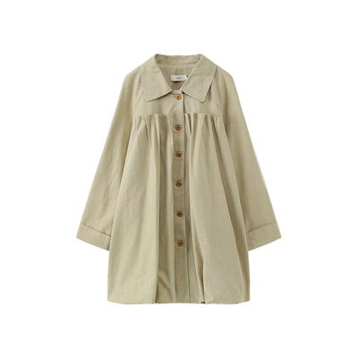 西町村屋设计感廓形风衣2026春新款休闲都市中长款外套XHBA10200