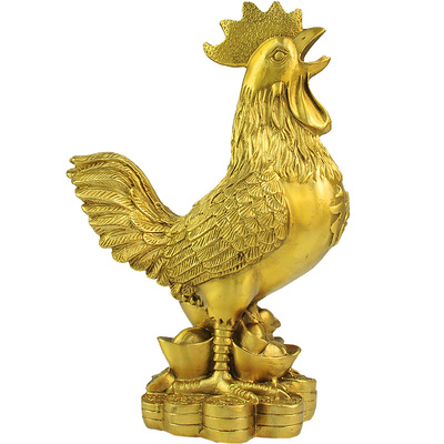 铜公鸡摆件黄铜金鸡家居饰品