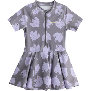 NNGZ设计师风手绘满印女童连体泳衣夏季洋气百搭儿童裙装游泳衣