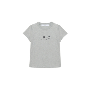 IRO Night 纯棉短袖正肩T恤圆领直筒烫钻LOGO法式淡人轻奢春夏款