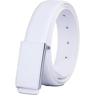 白色皮带男士真皮平滑扣牛皮腰带韩版年轻人内穿裤带学生休闲潮流