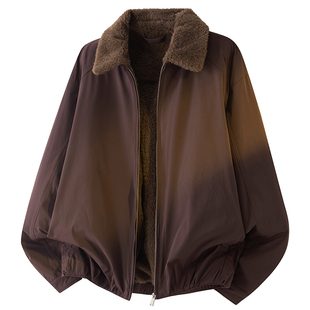 美式仿羊毛加绒男士翻领夹克冬季新款保暖宽松男款休闲工装外套潮