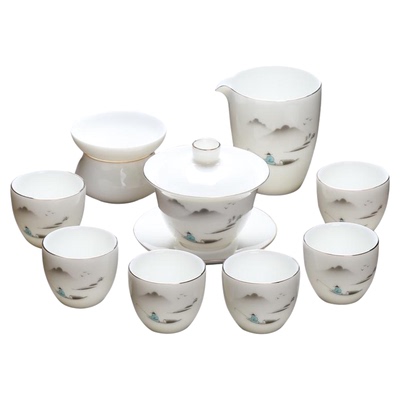 茶具套装高档办公室白瓷不烫手