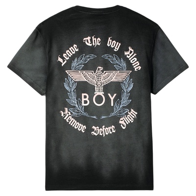 BOYLONDON时尚潮牌高级灰色水洗圆领T恤休闲印花男女款短袖N01320