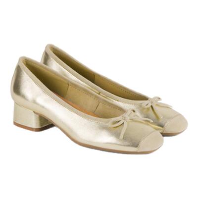 【超软新西林鹿皮】浅口金色单鞋