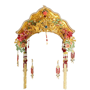 新款宋制汉服新娘头饰3D打印垂肩冠中式婚礼结婚发冠饰品原创设计