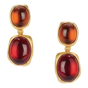 节庆系列镶石琉璃红橙色琉璃气质设计耳坠女新年圣诞礼物