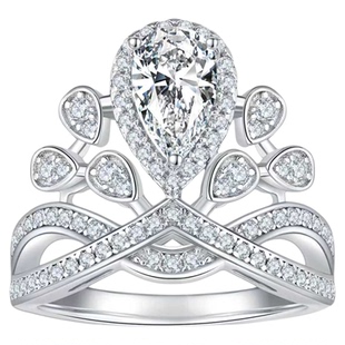 VISING为爱加冕皇冠莫桑钻戒D色3克拉钻石戒指求婚戒