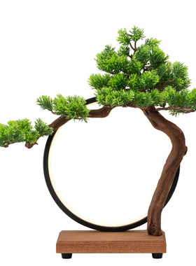 迎客松发光白红酒展示架灯圈底座酒庄高档茶叶装饰品鉴会桌面摆件