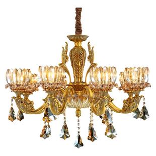 澳米铜灯全铜吊灯欧式水晶灯卧室灯美式餐厅吊灯复古别墅客厅吊灯