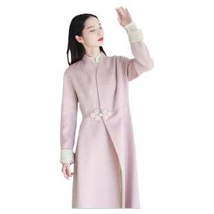 洛古仙冬季新款中国风高端毛呢双面改良中式文艺大衣女装唐装外套