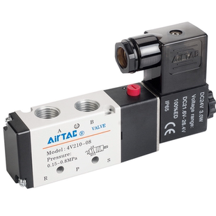 亚德客电磁阀二位五通换向阀4V210-08 4V310-10 4V410-1524V220V